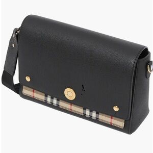 NWT Burberry Note Leather & Vintage Check Bag. Never worn
